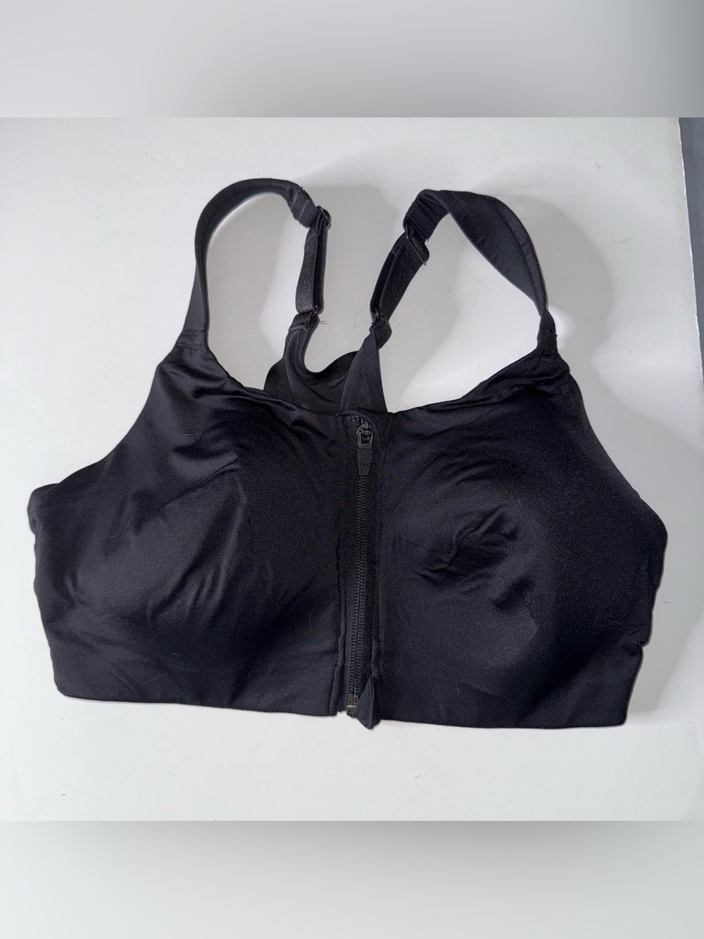 Calia Black Front-Zip Comfort Sports Bra
